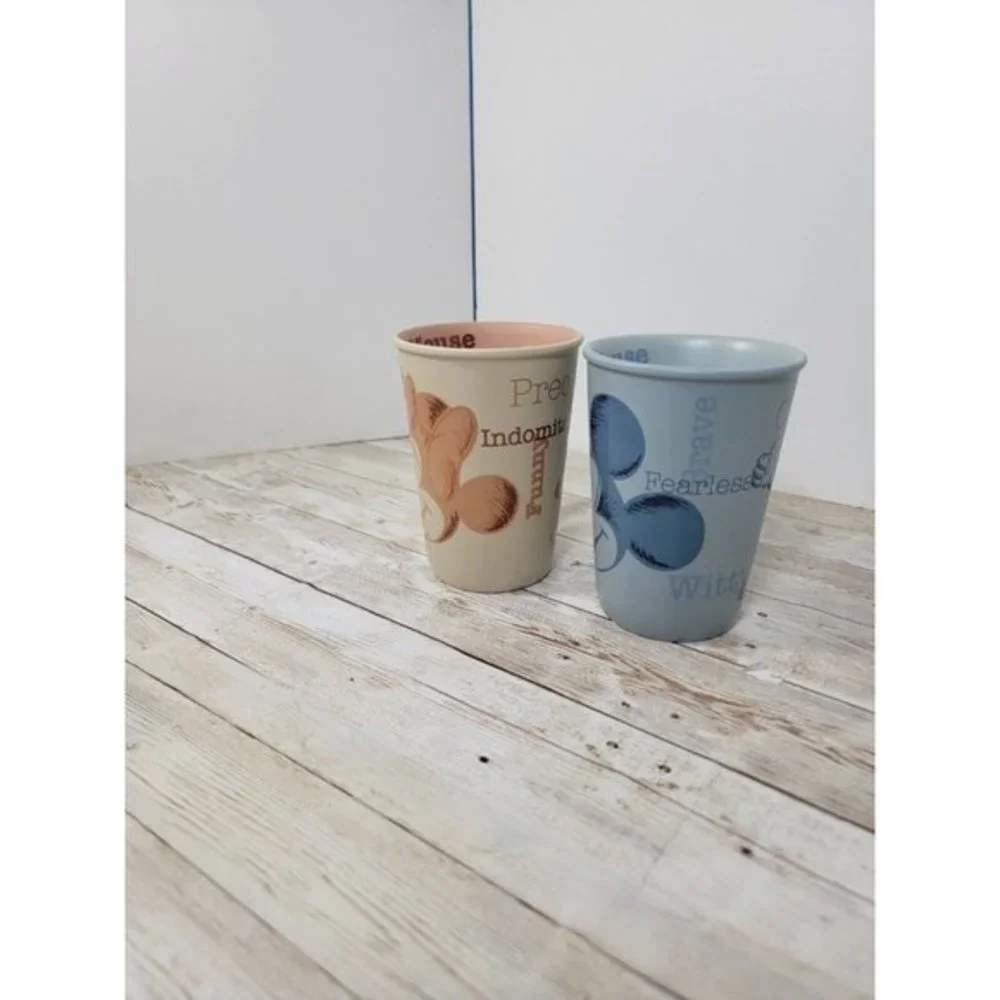 The‎ Disney Store Mugs Mickey and Minnie Sweet Smart Matching Mugs Orange Blue